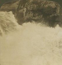 CLIFF ABOVE RAGING WATER. STEREOVIEW.