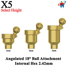 5x Prótesis Dental Bola Angulada 18° Accesorio Pilar Titanio Int Hex