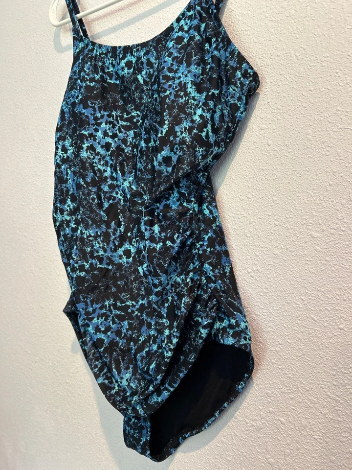 TRAJE DE BAÑO SPEEDO DE UNA PIEZA Acanalado Estampado Abstracto Animal Azul (MUJER 12) Foto 4 de 4