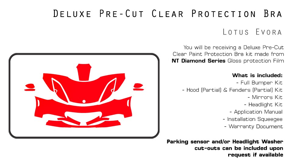 Lotus Evora 2011-2014 PreCut Paint Protection Film Clear Bra PPF