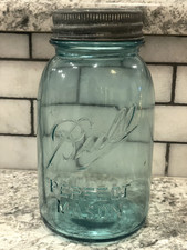 Vintage 1923-1933 Blue Ball Perfect Mason Quart Size Jar w/Zinc Lid