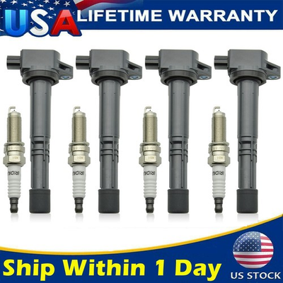 #ad 4 Ignition Coil UF602 amp; Iridium Spark Plug For Honda Accord CR V Civic Acura ILX $42.31