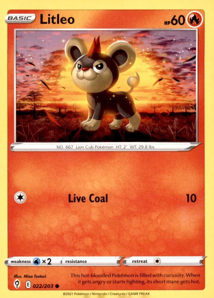 Litleo 022/203 Common Evolving Skies Pokemon Near Mint