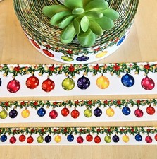 5/8, 7/8 1.5" 1 YD Christmas Bulb Grosgrain Ribbon Bulbs Garland