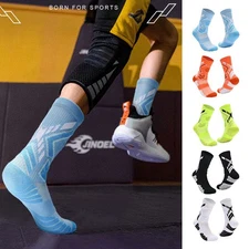 3-Pair Moisture Wicking Athletic Socks-Cushioned Crew Breathable Running Socks