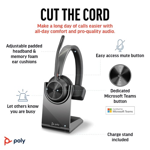Voyager 4310 UC Wireless Headset & Charge Stand (Plantronics) - Single-Ear Bl... - 第 2/6 張圖片