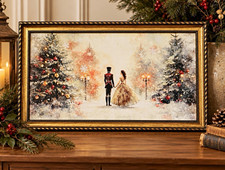 Hobby Lobby Christmas Nutcracker Ballerina Framed Wall Art Gold Frame Holiday