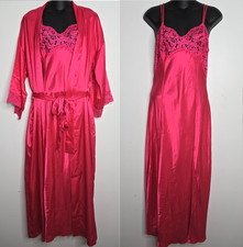 Victorias Secret Vintage Long Nightgown Robe Set Womens Small Satin Lace Trim