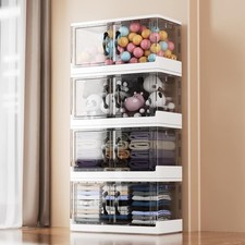 Storage Box with Lids, 172L Collapsible Large Storage Bins, Plastic Foldable