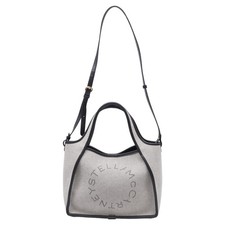 Stella Mccartney Salt & Pepper Logo Tote Bag In Canvas Women Grey One Size