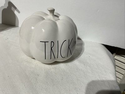 Rae Dunn Artisan Collection Trick White Pumpkin Halloween Fall Decor New
