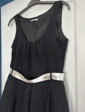 Women’s Black Party Dress Midi Ribbons Size 16