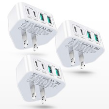 3-Pack USB C Charger Block, 40W 4 Port Flat Fast USB C Wall Charger PD 3.0 Po...