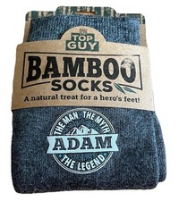 Top Guy Bamboo Socks Mens Shoe Size 7-12 Gray Personalized For Name ADAM NEW