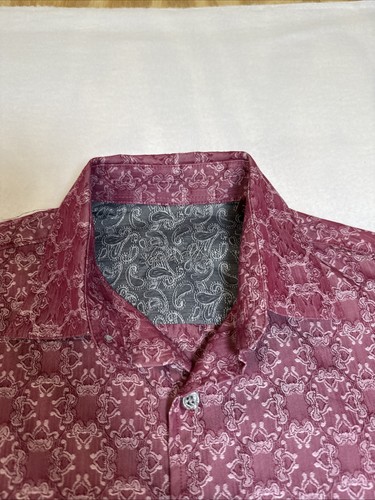 Tasso Elba Hemd Herren Gr. Small Rosa Grafik Baumwollmischung Knopfleiste Langarm - Bild 4 von 7