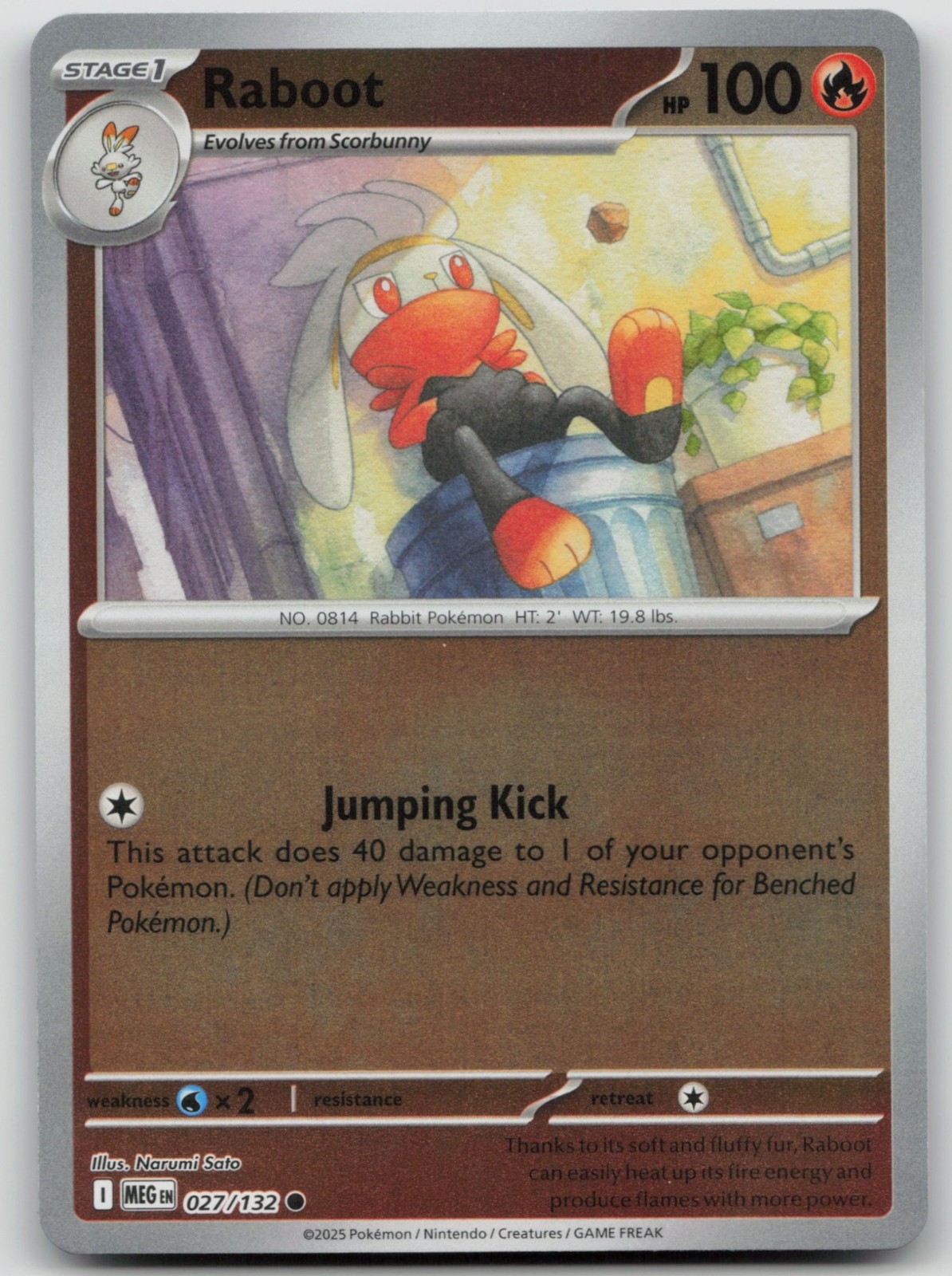 Raboot 027/132 Mega Evolution Pokemon TCG Common Reverse Holofoil NM