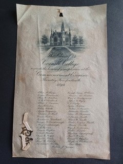 1894 Cornell College Commencement Invitation Mount Vernon Iowa Graduation