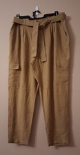 Nine West Pants Hi Rise Pleated Stretch Waist W/Tie Belt Relaxed Fit Sz XL NWT