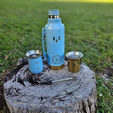 MESSI 🧉 COMBO Stanley X Mate System Blue Strike Thermo Mug 8oz Classic Bombilla