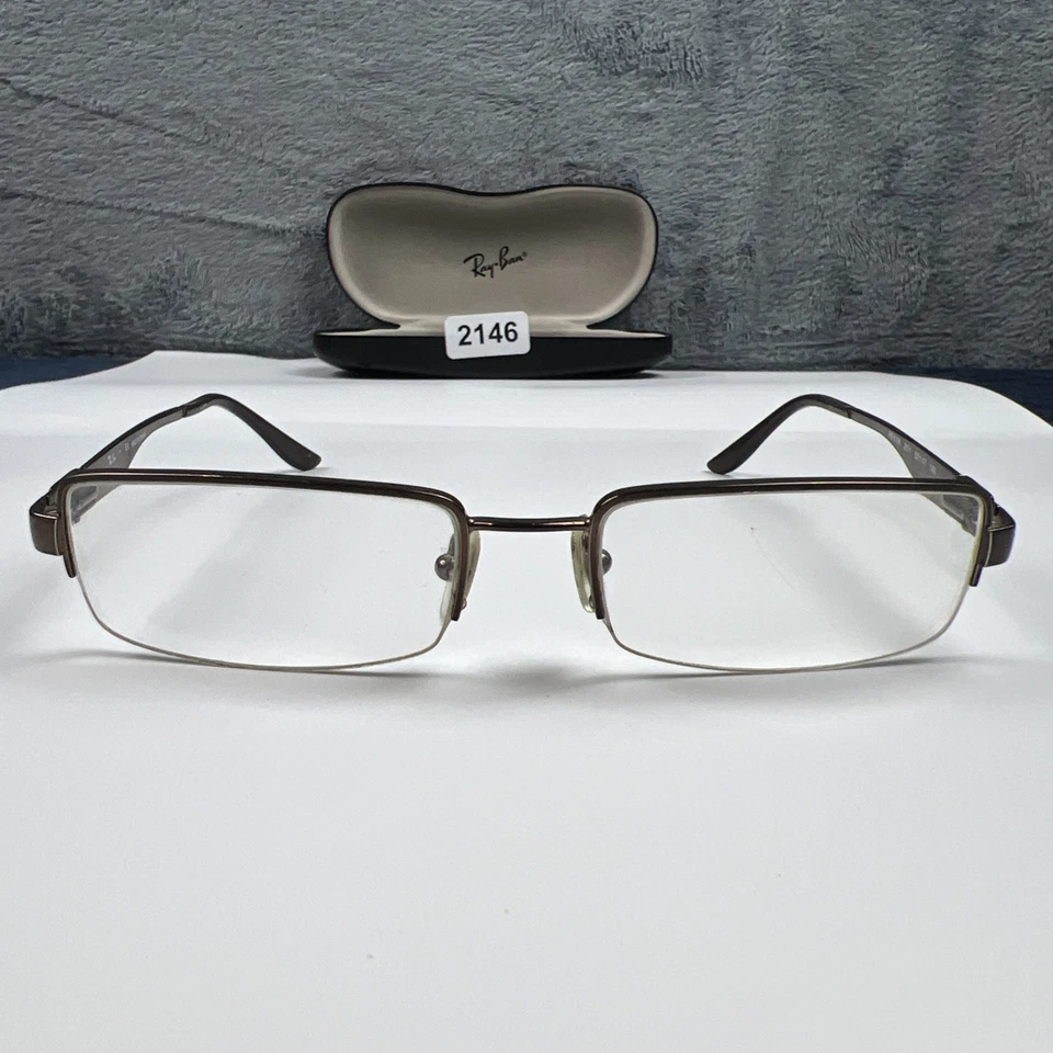 RAY BAN RB 6156 2511 BROWN SEMI RIMLESS EYEGLASSES 52-17-140 Frames Only w/ Case - Image 2 of 4