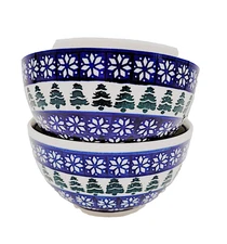 2) Boleslawiec Polish Pottery Cereal Salad Christmas Tree BOWL Set of 2   5.5" N