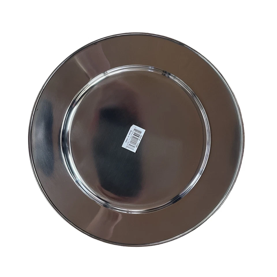 12” Benzara Chrome/Steel/Silver Finish Metal Charger Plates Set Of 6 - Image 2 of 4