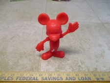 Walt Disney VTG 1971 USA Marx Prod Red Mickey Mouse plastic figure toy 6.25" K4