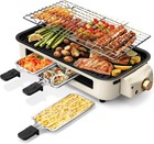 Pukomc Electric Indoor Grill,2 in 1 Grills for Kitchen small, Beige-01 