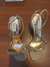 Women's Size 8 Badgley Mischka Effie Ankle Strap High Heel Shoes Champagne Nice 