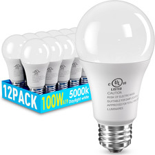12 Pack LED Light Bulbs 100 Watt Equivalent, A19 15W 5000K Daylight, Super Brigh
