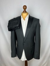 HUGO BOSS x Guabello Wool Gorgeous Solid Black Peak-Lapel Tuxedo Suit 40US50IT