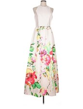 Sleeveless Halter Floral Maxi Dress White Pink Green Yellow Red 58" Long