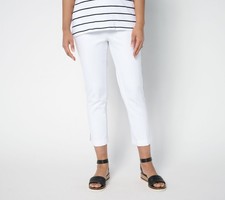Isaac Mizrahi Live Tall 24/7 Stretch Icon Straight Leg Crop Pants Bright White