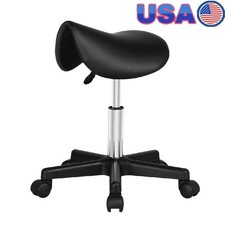 Adjustable Rolling Saddle Stool Salon Tattoo Massage W/ 360 Swivel Wheels New