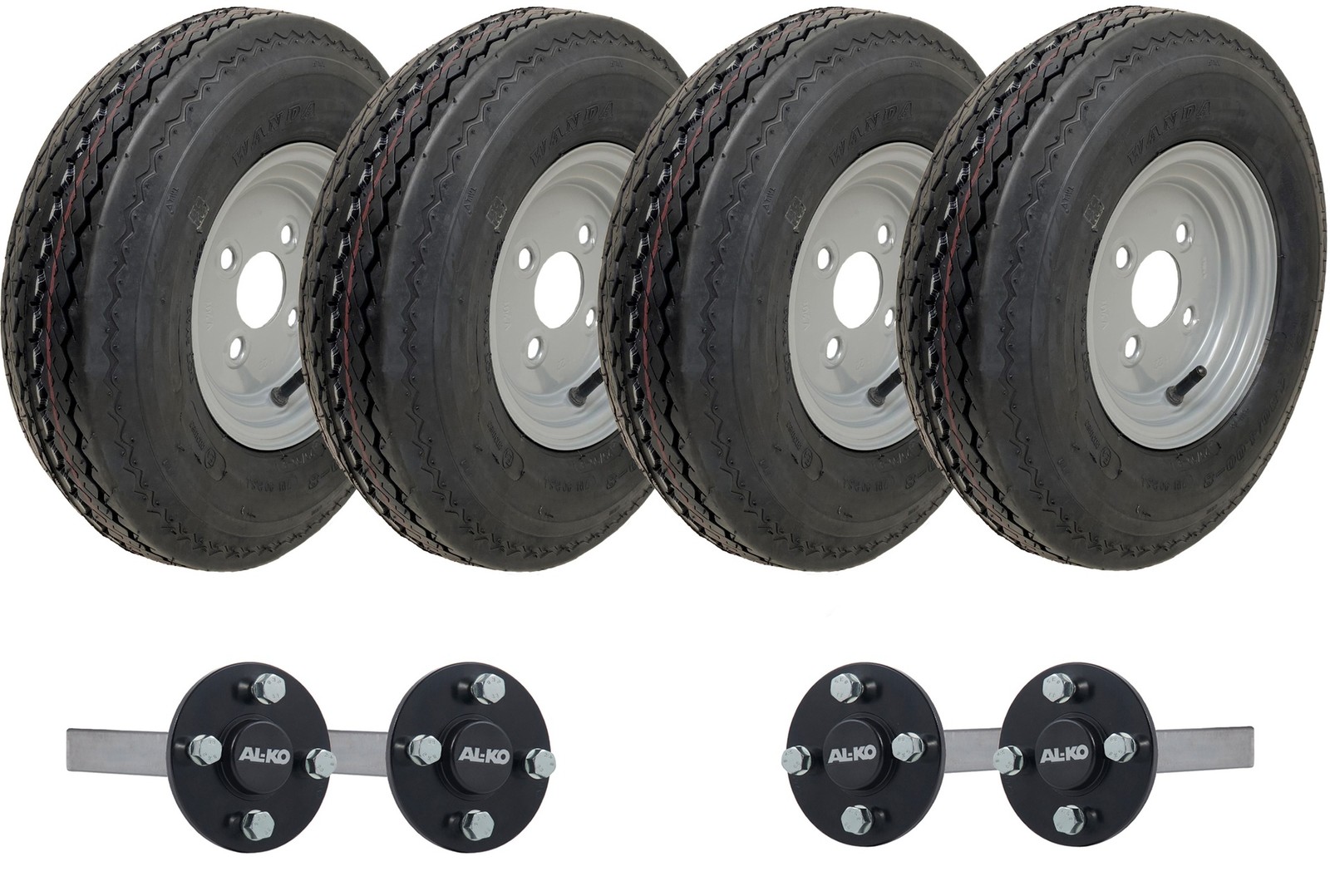 4.80/4.00-8 Twin Axle Trailer Kit High Speed Road Legal Wheels & Alko Stub Axles - Image 2