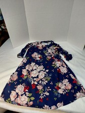 Amy Byer Flower Embrodered Patterned Dress Multicolor Blue Xl