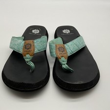 YELLOW BOX Falava flip flops 7.5 Ladies Turquoise Color Preowned
