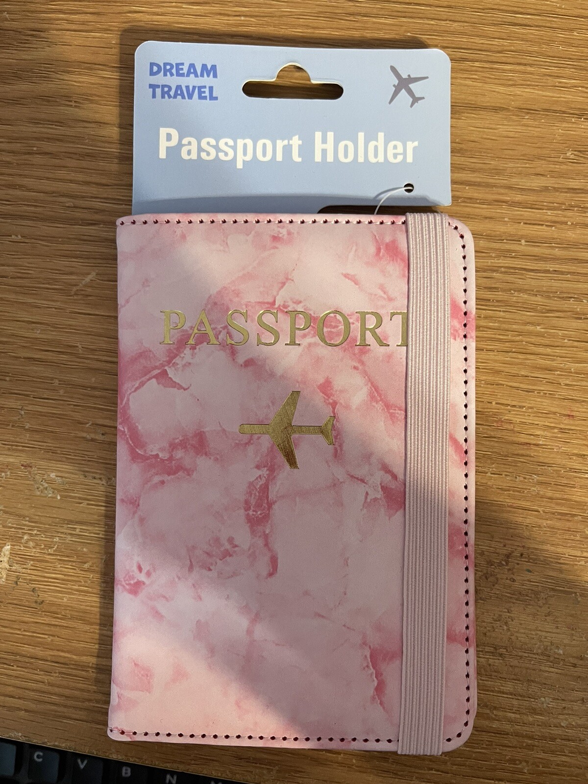 Pink Genuine Cowhide Leather USA Passport Holder-image