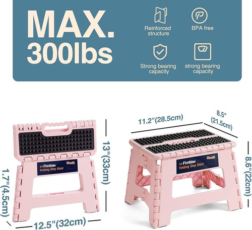 Flottian 9" Folding Step Stool for Adults and Kids Holds Up to 300 lbs ,Non-Slip - Picture 2 of 4