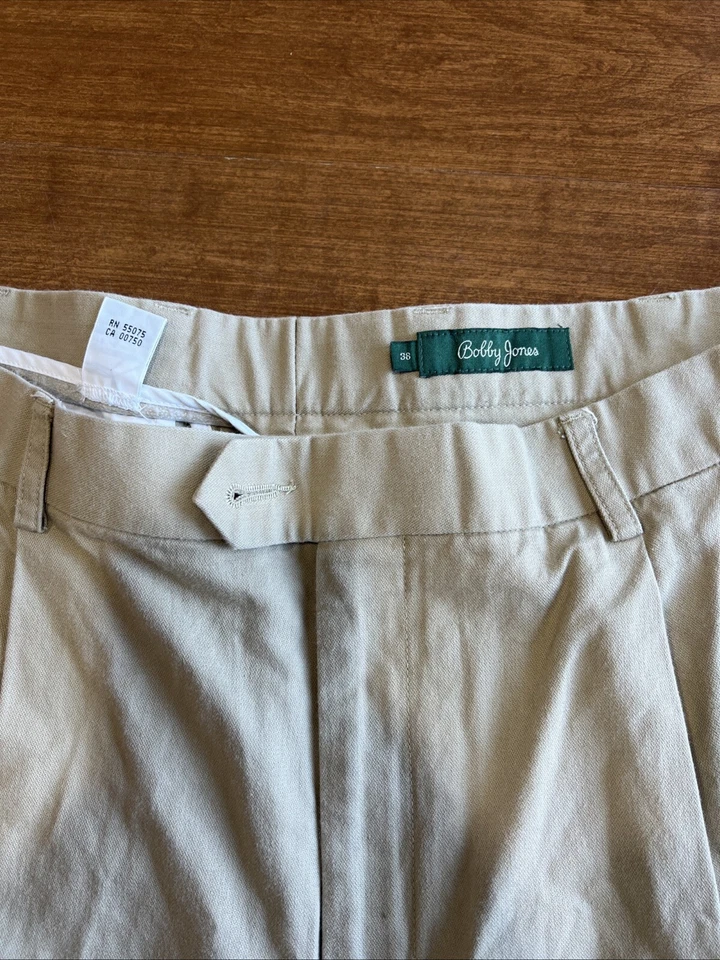 Плиссированные мужские шорты для гольфа Bobby Jones (36) с карманами хаки внутренний шов 9 дюймов - Изображение 2 из 4