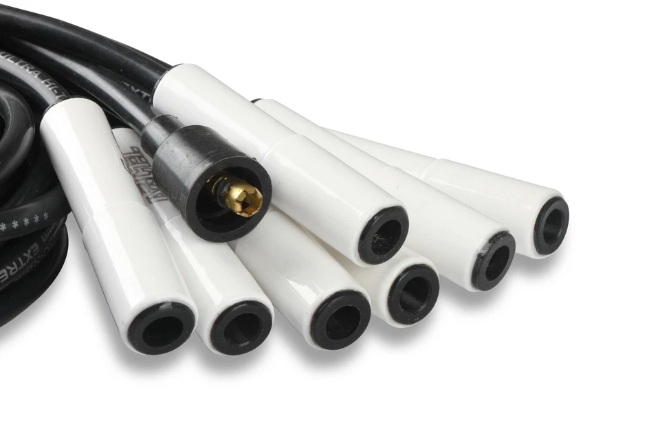 Juego de cables de bujía universal ACCEL 9000C con botas de cerámica blanca de 180 grados Foto 4 de 4