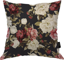 Roses Throw Pillow Covers, Vintage Blossom Red White Rose Flowers Accent Pillow