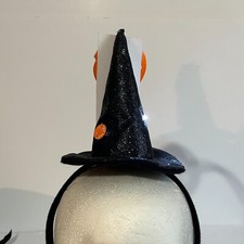 Light Up Flashing Witch Hat Headband Black Battery Operated One Size Halloween