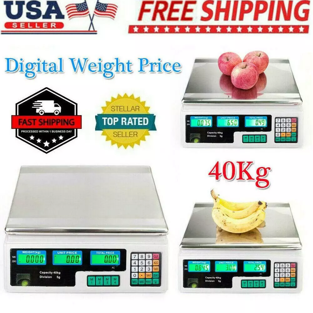 New Digital Weight Scale Price Computing Food Meat Produce Deli Market 88lb