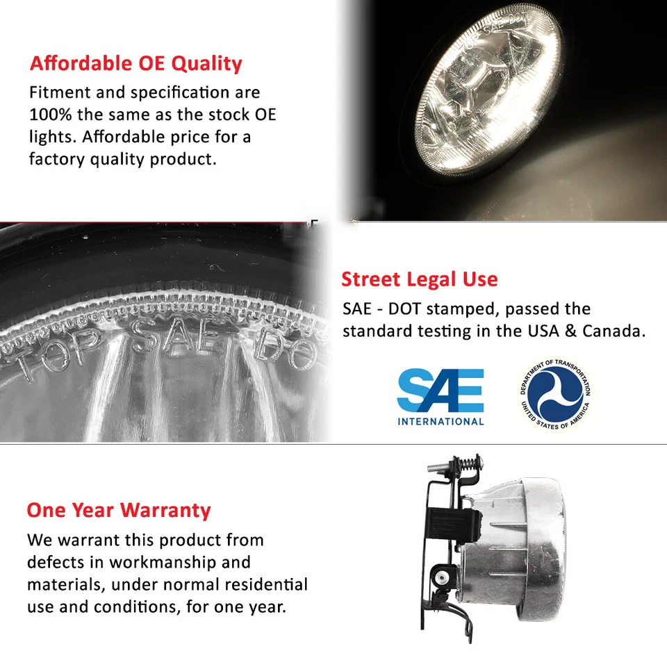 For 2003-2006 Honda Element Fog Lights w/Bracket+Wiring+Switch Kit Clear Pair Foto 3 de 4