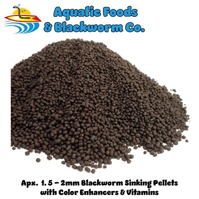SINKING California Blackworm Pellets w/Color Enhancers, Vitamins.  Apx 1.5- 2 mm