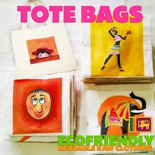 Women 100 Raw Canvas Acrylic Painted Tote Hand/Shoulder Reusable Shopping Bags