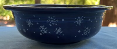 Homer Laughlin Snowflake Cobalt Fiesta 8 1/2'' Vegetable Serving Nappy Bowl MINT