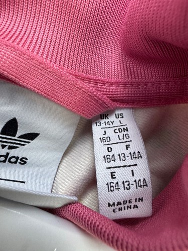 Adidas Track Jacket Girl Large 13-14Y Youth Studio London Pink Floral Full Zip - Picture 4 of 11
