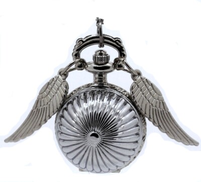 Steampunk Pendant Watch Winged Ball Bevelled Silver Pendant Necklace Timepiece